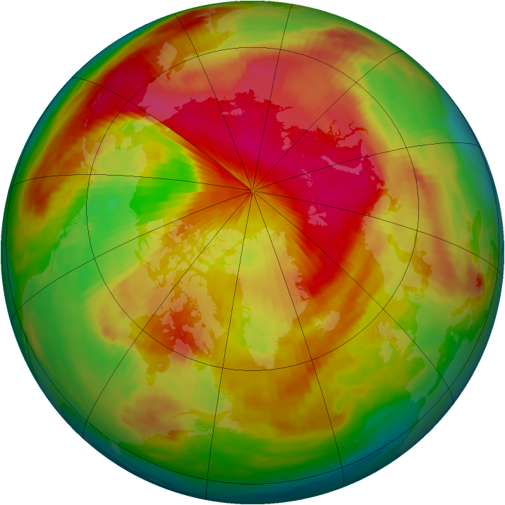 Arctic ozone map for 16 April 1988